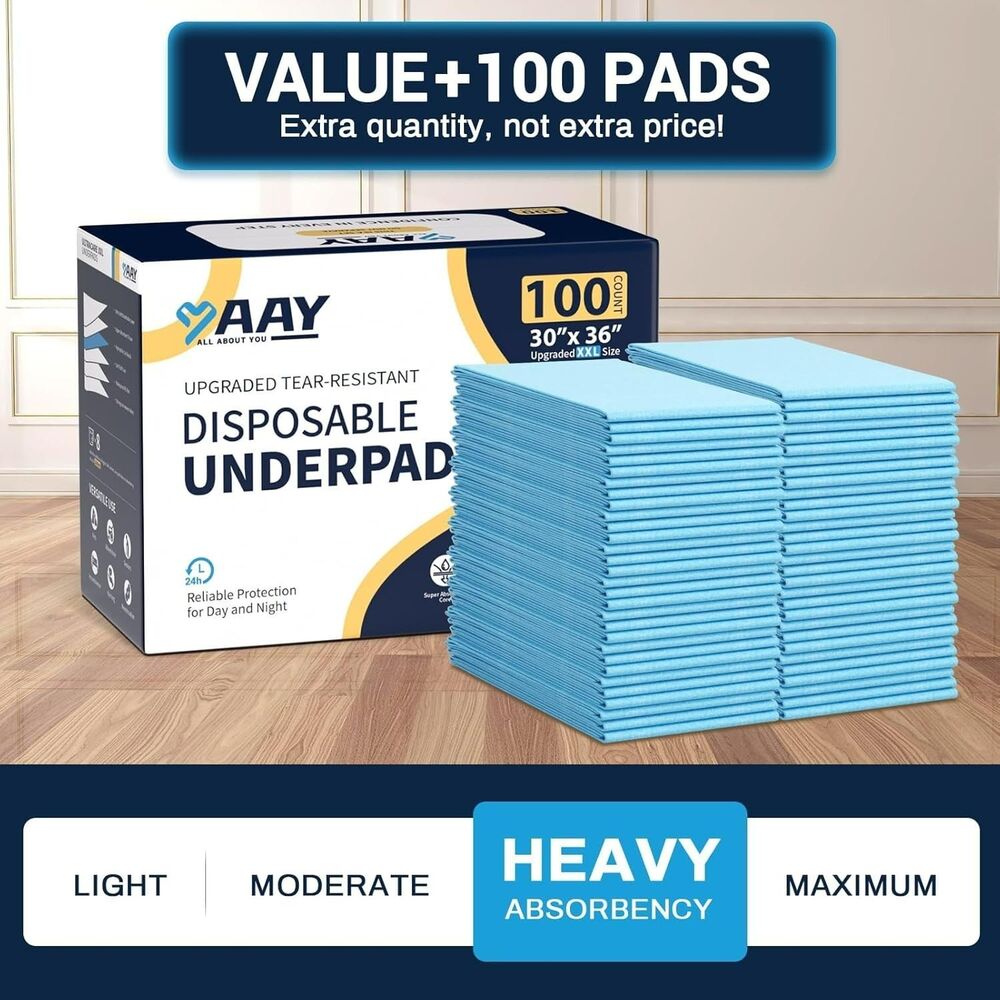 AAY 100pcs Disposable Underpads Size 30"X36" XXL Tear-Resistant Super Absorbent - Picture 6 of 8
